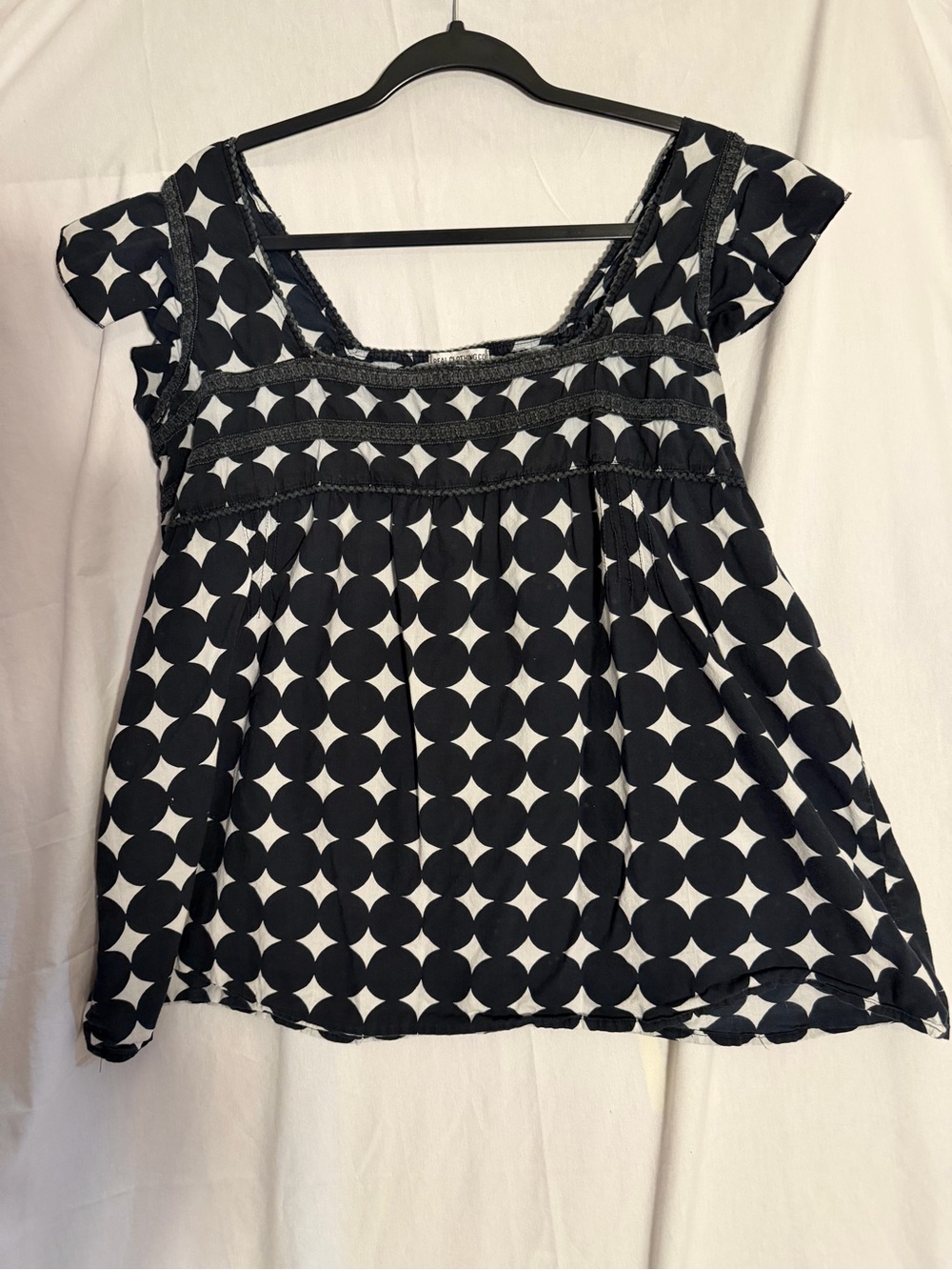 #388 Real Clothing Co. Black & White Geometric Cap-Sleeve Top - Women